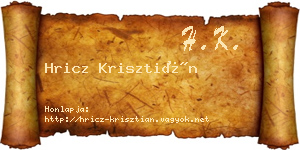 Hricz Krisztián névjegykártya